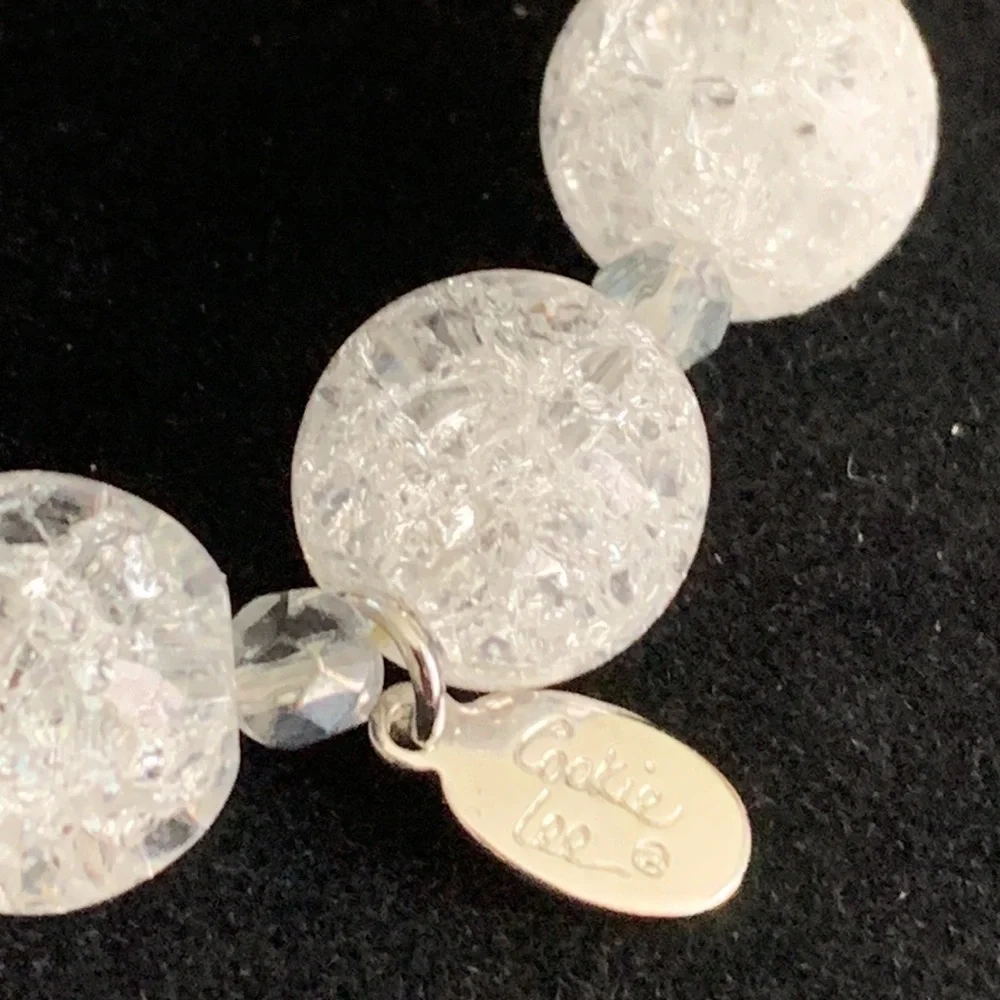 Cookie Lee Silver Tone Sparkly Glass Beaded‎ stretch Bracelet